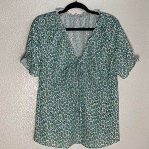 SHEIN Curve Blue  Flower Tie Top size 1X